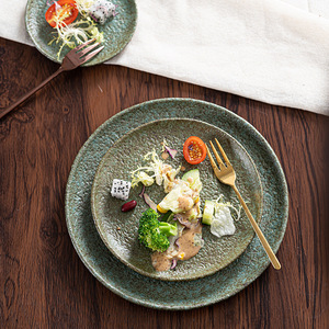 จานสเต็กเซรามิกสไตล์วินเทจญี่ปุ่น จานอาหารค่ำเรียบง่ายสำหรับ<span class=keywords><strong>ร้าน</strong></span>อาหารหรือใช้ในบ้าน - Product Image 1