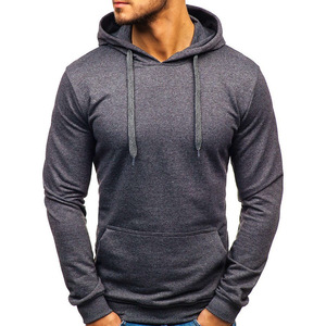 Felpe con cappuccio Casual da <span class=keywords><strong>uomo</strong></span> nuove con logo personalizzato felpe con cappuccio grigio nero maschile felpe con cappuccio in cotone pesante tinta unita - Product Image 3