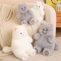 Peluche chat gris et blanc super mignonne, jouet en peluche chaton moelleux, décoration de lit et de canapé, cadeau d'anniversaire confortable pour bébé, coton PP