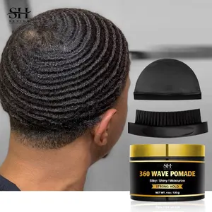 Wholesale 360 Wave Brush Kit Strong Hold Wave Pomade Set Silk Durag And Wave Cap With Curved Brush