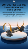 Synchronisiertes Stereo für Maschinenvision & Bewegungserfassung 2MP USB Dual Global Shutter Kameramodul, 1/2,6" CMOS, 3840*1080 60fps, UVC