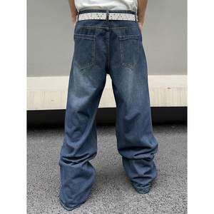 2025 hombres Y2K Hip Hop Streetwear Casual Baggy Jeans suturas irregulares pantalones de mezclilla de pierna ancha Paisley Animal pantalones sueltos - Product Image 4