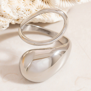 Geometric Stainless Steel <b>Ring</b> Silver Open Design Unisex Fashion Jewelry Gift Yiwu Made JZ21537S - Product Image 1