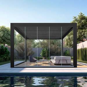 Aluminum Louver Pergola Electric Retractable Roof Patio Gazebo Waterproof Remote <b>Control</b> System for Backyard - Product Image 3