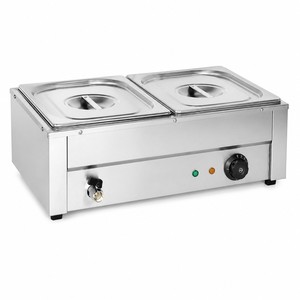 Commercial Electric Double Pan Bain Marie Food <b>Warmer</b> 220V 1.5kW Countertop Soup <b>Warmer</b> for <b>Buffet</b> Catering Restaurant - Product Image 1