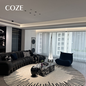 Thiết Kế Màu Đen Và Trắng Sọc Len Handmade Phòng Khách Thảm Cao-End Vòng Nghiên Cứu Thảm Cho Phòng Ngủ Sang Trọng - Product Image 1