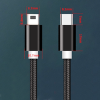 Câble d'alimentation d'usine de type C à 5 broches Mini câble de caméra Mini câble de charge USB C pour téléphone portable et ordinateur avec blindage de tresse