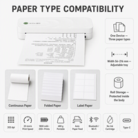 Imprimante thermique A4 sans encre, machine à documents portable avec Bluetooth et batterie rechargeable pour le bureau et la maison