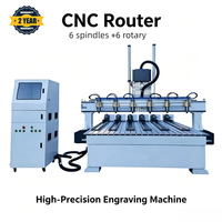 Machine CNC à 6 broches, routeur de sculpture sur bois à 4 axes avec têtes rotatives multiples