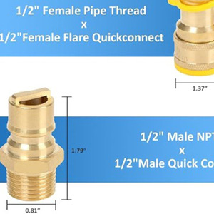 Conector Rápido de Latón para Propano, Rosca Macho de 1/2 Pulgada, para Parrillas de Cocina al Aire Libre - Product Image 4