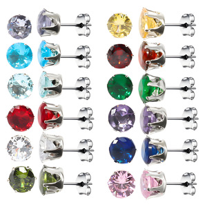 <span class=keywords><strong>Orecchini</strong></span> a Perno RINHOO in Acciaio Inox 6MM con Cristalli di Zirconio <span class=keywords><strong>per</strong></span> Donne e Uomini, Gioielli <span class=keywords><strong>per</strong></span> Piercing <span class=keywords><strong>Trago</strong></span> e Cartilagine a 4 Punte - Product Image 1