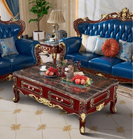 Table basse de style européen, meuble TV, canapé combiné, ensemble de meubles de salon, table à thé classique américaine en marbre