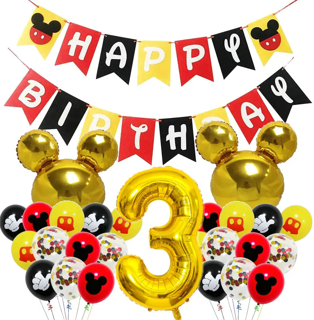 2021Mickey Minnie Mouse Theme Party Supplies Balloon Banner Boy Birthday Party Child Birthday Decoration Balloons