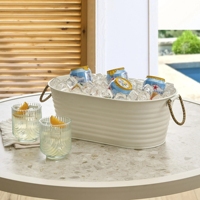 Better Homes Gardens Petite baignoire ovale galvanisée blanche vanille