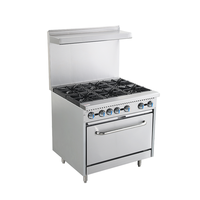 Cuisinière à gaz commerciale avec four en acier inoxydable, homologuée CE ETL pour les restaurants et la restauration