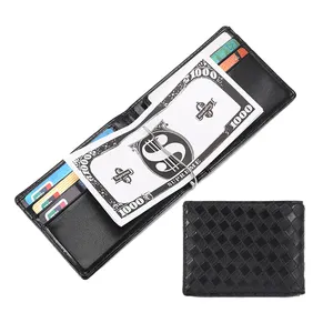 Woven Cardholder Rfid Leather Billetera Card Wallet Men Us 100 Dollar Bill Wallet