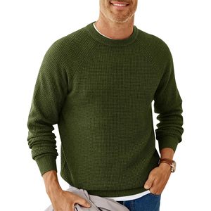 2025 suéter de cuello redondo de punto gofre para hombre con mangas largas 2025 Otoño Invierno con textura térmica ODM Supply - Product Image 3
