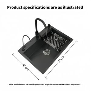 Torneira Digital Inteligente YITE Nano Armor Preta com Lavador de Pressão em Aço Inoxidável 304 para Pia, Design Moderno e Artesanal, Monocomando/Duplo - Product Image 2