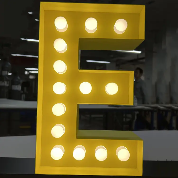 كبيرة 3D معدن الفولاذ المقاوم للصدأ سرادق الأبجدية علامة مصباح إضاءة ليد لمبة رسائل