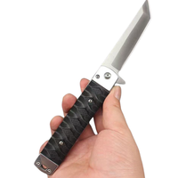 Navaja Plegable de Acero 5Cr13MoV con Hoja Tanto, Mango con Textura Tsuka Maki, Empuñadura Plateada, para Camping, Uso Diario, OEM