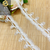 LEIXUSI 3cm Dentelle blanche brodée brillante en polyester soluble dans l'eau, accessoires DIY pour vêtements d'enfants en gros