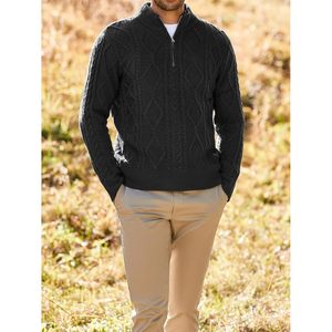 2025 Men's <b>Quarter</b>-<b>Zip</b> Soft Casual Thermal Sweater Cable Knitted Stand Collar Pullover for Autumn Warm Comfortable Knitwear - Product Image 2
