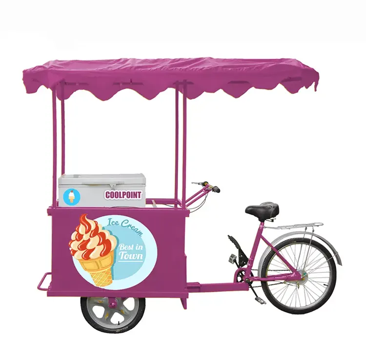 Pedal Assist Mobile Freezer Tricycle Ice Cream Cart Food Truck Fridge For Refrigerated Motorcycle