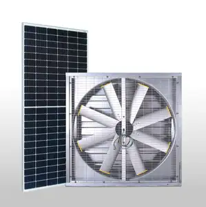 Kaliteli duvara monte güçlü havalandırma 440W güneş enerjili BLDC Motor endüstriyel egzoz fanı kanatlı çiftlik sera için