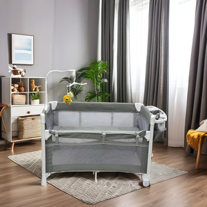Lit bébé pliant moderne de haute qualité avec table à langer intégrée pour <span class=keywords><strong>chambre</strong></span>, hôpital ou parc - Product Image 1