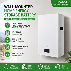 แบตเตอรี่ลิเธียม Lifepo4 แบบติดผนัง 48V 51.2V 100Ah 200Ah 5kWh 10kWh 15kWh 16kWh สำหรับติดตั้งบนผนัง - Product Image 1