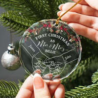 Vente en gros d'ornements de Noël en cristal K9 transparent de 3 pouces, style féerique, polis et décoratifs, impression UV, gravure, boîte cadeau