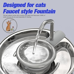 Fuente de agua LED para gatos y perros de apagado automático, alimentador de agua para mascotas de acero inoxidable con fuente de alimentación de carga, diseño de cuenco de flores - Product Image 2