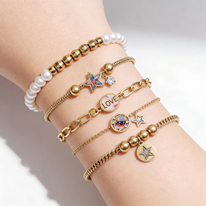 XUPING Bracciali all'ingrosso placcati oro con stelle e perle, set di bracciali da donna alla moda impilabili, gioielli mix-and-match - Product Image 1