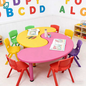 Mesas y Sillas de <span class=keywords><strong>Media</strong></span> <span class=keywords><strong>Luna</strong></span> para Guarderías y Jardines de Infancia, Sillas y Mesas Escolares para Niños, Sillas y Mesas para Eventos, Venta al Por Mayor - Product Image 1