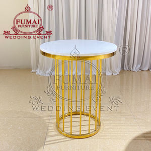 Décorations de mariage, supports de piédestal cylindriques en métal, socle en cristal blanc perlé - Product Image 4