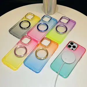 Capa de TPU Space Shell para celular para iPhone com padrão CD Gradiente de duas cores círculo