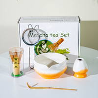 Exclusif transfrontalier Style japonais Fouet à matcha 100 brins Outil de préparation du matcha Support pour fouet Ensemble de thé Bol à matcha imprimé