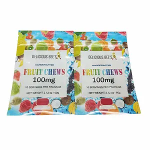 Three Side Seal Flat Pouches Holographic Sachet Candy Cookies Aluminium Foil Zip 3 Side Seal Bags