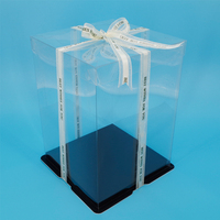 Nouvelle boîte d'expédition carrée haute et transparente en plastique pour gâteaux lourds à 3/4 étages, idéale pour la pâtisserie