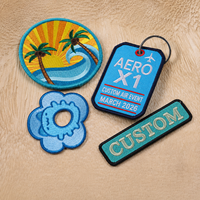 Badge brodé rectangulaire personnalisé, écusson logo de club sur mesure avec bordure merrow nette pour accessoires vestimentaires, vente en gros