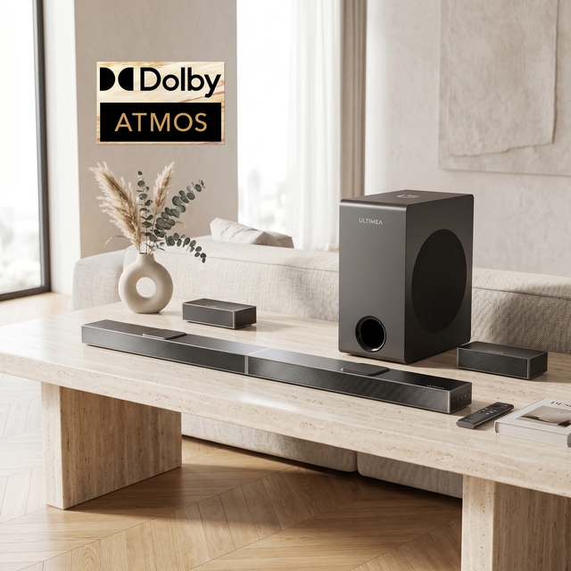 NOVA S80 5.1.2CH Dolby Atmos Soundbar, 8" Subwoofer & Crystal Dialogue for Meeting Room & TV
