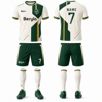 Conjunto de Uniforme de Fútbol Personalizado Vintage Bauhaus Verde Dorado, Unisex, Sublimado, de Secado Rápido, Transpirable, 100% Poliéster