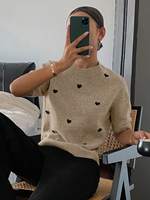 Pull en maille de polyester respirant à col rond et manches courtes pour femme, décontracté et confortable (personnalisable)