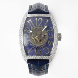 Reloj de Pulsera Mecánico Manual para Hombre, de Alta Gama, con Esqueleto de Precisión, Resistente al Agua, con Diamantes Plateados, Luminoso, con Tourbillon Central, Forma Tonneau - Product Image 3