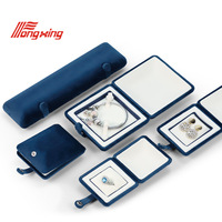 Boîte d'emballage de bijoux en velours personnalisée, boîte cadeau pour collier long, boîte à bijoux de luxe personnalisée avec logo