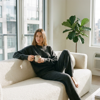Ensemble 2 pièces côtelé épais uni pour femme, pull oversize à col rond avec fente latérale et pantalon droit 500 GSM OEM S-5XL Toutes tailles