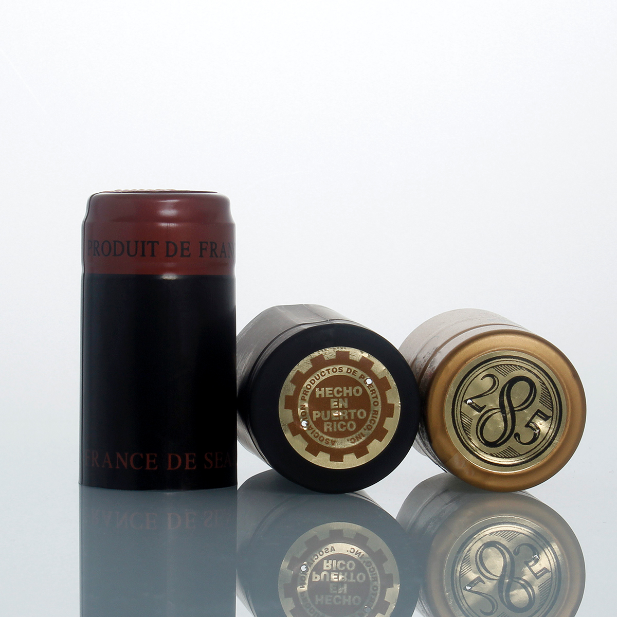 LOW MOQ gin rum tequila vodka wine bottle metal PVC Aluminum Foil heat shrink Capsule with tear tab
