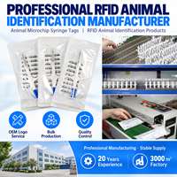 Microchip RFID injectable 1,4x8 mm EM4305, étiquette RFID pour l'identification des animaux de compagnie et du bétail