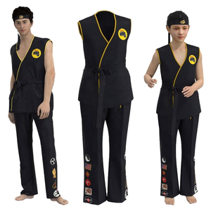 Costume Cosplay Karate Kids KOF <span class=keywords><strong>Cobra</strong></span> <span class=keywords><strong>Kai</strong></span> per Bambini e Adulti, Kimono Nero e Bianco, Fascia per Capelli, Tuta per Feste di Halloween - Product Image 1