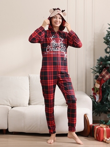 Conjuntos de Pijamas Elegantes de Inverno e Natal em Malha, Macacão de Manga Longa em Preto e Vermelho para Família - Product Image 5